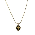 Collana a catena serpente placcata oro 18K con ciondolo ovale a croce in smalto nero - Croce Dorata