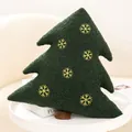 Christmas tree shaped plush pillow in dark green sherpa fleece with yellow snowflake embroidery - Green Christmas Tree / 40CM