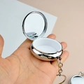 Portable mini metal pill box with mirror and keychain for travel jewelry storage - No Compartment Round With Keychain And Mirror