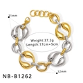 Vue détaillée du bracelet épais bicolore or et argent avec dimensions et poids indiqués - Style Chaîne Épaisse Bicolore Or et Argent (NB-B1262)