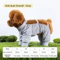 Waterdichte grijze hondenbroek met gedetailleerde maattabel voor kleine honden - S / Honden Stofdicht Eendelig Pak / Grijze kleurensplitsing