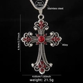 Collana a croce in lega argento con strass rossi e catena in acciaio da 70cm - Argento/Zirconia Rossa