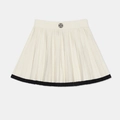 Mini-jupe plissée en maille rétro blanche avec bordure contrastée noire et logo brodé - S / Blanc neige