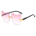 Occhiali da sole senza montatura a forma di orso rosa sfumato con ponte in metallo oro - Rosa Doppio (Stampa in Oro)