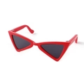 Cat eye shaped pet sunglasses in bright red frame with dark grey lenses for dogs and cats - Triangle Style Red