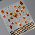 5D Bronzing Bernstein Nagelaufkleber mit Goldakzenten und Sternmustern Stil M-136 - Bernstein Goldrand Serie (M-186)