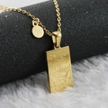 18K gold plated Pisces zodiac square pendant necklace with small round charm for women - Pisces