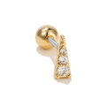 Minimalist triangle stud earring featuring three gradient cubic zirconia in golden finish - Triangle / Gold