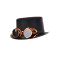 Schwarzer Steampunk-Zylinder mit kupferner Industriebrille für Halloween-Party und Cosplay - Steampunk-Stil / Schwarz (Goldene Brille)