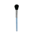 Detail of clear makeup brush handle filled with blue crystals and soft black bristles - Blue (Crystal Filled)