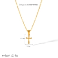 Detail showing dimensions of a 18k gold plated stainless steel cross pendant necklace - Zirconia Cross Pendant Necklace (TN3373)