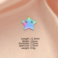 Ciondolo stella arcobaleno in acciaio inox su seta rosa, componente per gioielli 12mm - Stella a Doppio Foro da 12mm / Arcobaleno