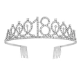 Sparkling silver rhinestone crown headband featuring number 18 for birthday parties - 18 Years Old / Silver