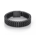 Men's retro titanium steel bracelet with three-layer weave and vintage square magnet buckle - Vintage Black Style (KB143656-KFC)