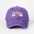 Vintage purple washed cotton baseball cap with football MOM heart embroidery design - Light Purple
