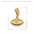 Detailed size parameters of golden stainless steel evil eye charm with dimensions 21x15mm - YF081-Gold Eye Pendant