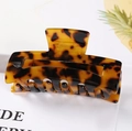 Elegante pinza per capelli rettangolare in acetato tartarugato con motivo leopardato - Medio-Leopardo 7,5 cm