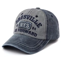 Vintage washed denim baseball cap with Brosville NYS embroidery in dark grey and blue - Adjustable / Navy Blue