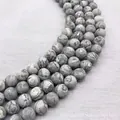 Macro shot of 8mm natural grey map stone round beads for DIY jewelry making - Map Stone / 4mm (approximately 90 Beads) 38cm Long