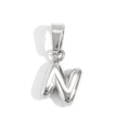 Polished silver bubble letter N pendant charm made of high-quality stainless steel - Steel-N
