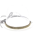Close-up of three-row hand-woven metallic beaded belt band with gold and silver beads - 24 Gold Silver Mixed Beads