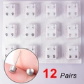 Set of 12 pairs stainless steel heart-shaped ear piercing studs with sharp tip detail - Silver Heart Shape (12 Pairs)