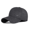 Dunkelgraue Winter-Baseballkappe für Herren aus Wollmischung mit Ohrenschutz-Klappen - Verstellbar / Grau