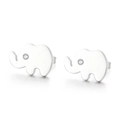 Orecchini a perno a forma di elefante in acciaio inossidabile argento con zirconi - Stile Argento Con Zirconia (KE96594-Z)