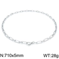 Silver geometric square link chain necklace in stainless steel, 710x5mm and 28g size - Necklace 710x5mm(KN202089-Z)