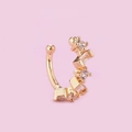 Macro shot of gold-plated ear cuff featuring alternating round and baguette zircons - Geometric Mixed Zircon Style(A2214) / KC Gold