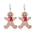 Sparkly gingerbread man earrings with red scarf detail and small white pearl accents - 12.Pearl Gingerbread Man Earrings