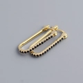 Pendientes de aro rectangulares de plata S925 con circonitas negras en acabado dorado - Color Dorado (circón Negro)