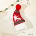 Mini knitted Christmas hat with reindeer pattern for tree decoration, 12.5cm height - Knitted Reindeer Mini Hat