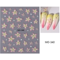 Stickers ongles 3D MO-340 avec lys bleus et muguet pour une décoration de manucure - MO-340 (Fleur Blanche/Carte en Papier) / Blanc
