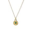 Collier plaqué or 18 carats avec pendentif en pierre de malachite verte carrée - Style Carré à Disque Rond (SN23090628)
