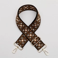Ethnic style embroidered strap in coffee and black with gold rotating lobster clasps - No. 499 Silver Hook