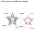 Star-shaped silicone mold for DIY aroma hangers and resin crafts showing dimensions - D3821-Hollow Star Tag Mold
