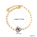 Golden stainless steel heart bracelet with natural abalone shell charm on white background - Heart Bracelet / Gold