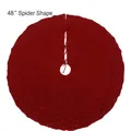 Jupe de sapin de Noël en tricot rouge foncé de 48 pouces avec motif toile d'araignée - Rouge Pourpre