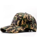Outdoor camouflage faux leather baseball cap with a classic woodland pattern and curved brim - Adjustable / Classic Jungle Camouflage (05)