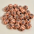 DIY basketball themed acrylic spacer beads in vibrant orange with black line details - 12mm Basketball Orange Black Line