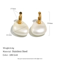 Elegante 18K vergulde roestvrijstalen oorbellen met onregelmatige parels en afmetingen - Waterdruppel Oorbellen / Mat goud imitatieparel