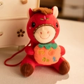 Cute red plush horse mascot with persimmon for Year of the Horse gift - Horse Pendant - Persimmon Ruyi / 10-15cm