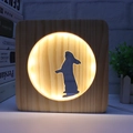 Square wood night light with warm white LED light and carved rabbit silhouette design - Jade Rabbit/15cm