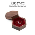 Hexagon black walnut wood ring box with a single slot and plush red velvet interior - Single Slot / Red (Red Velvet Lining)