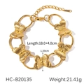 Bracciale a farfalla dorato con fibbia OT, lunghezza regolabile 18+4cm per donna - Bracciale Elemento Farfalla (HC-B20135)