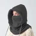 Σκούρο γκρι φλις χειμερινή κουκούλα με ρυθμιζόμενο κορδόνι για εξωτερική ζεστασιά - Ένα μέγεθος / DT109-Γκρι (Double Layer Polar Fleece)