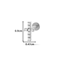 Silver stainless steel cross ear stud with clear zircon stones and size measurements - Cross Style (0167-5#) / Silver