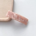 Pink marble pattern acetate hair clip with rectangular spring mechanism for women - Patterned Pink