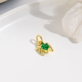 Spider pendant in gold finish with a green heart-shaped gemstone for DIY jewelry making - Green